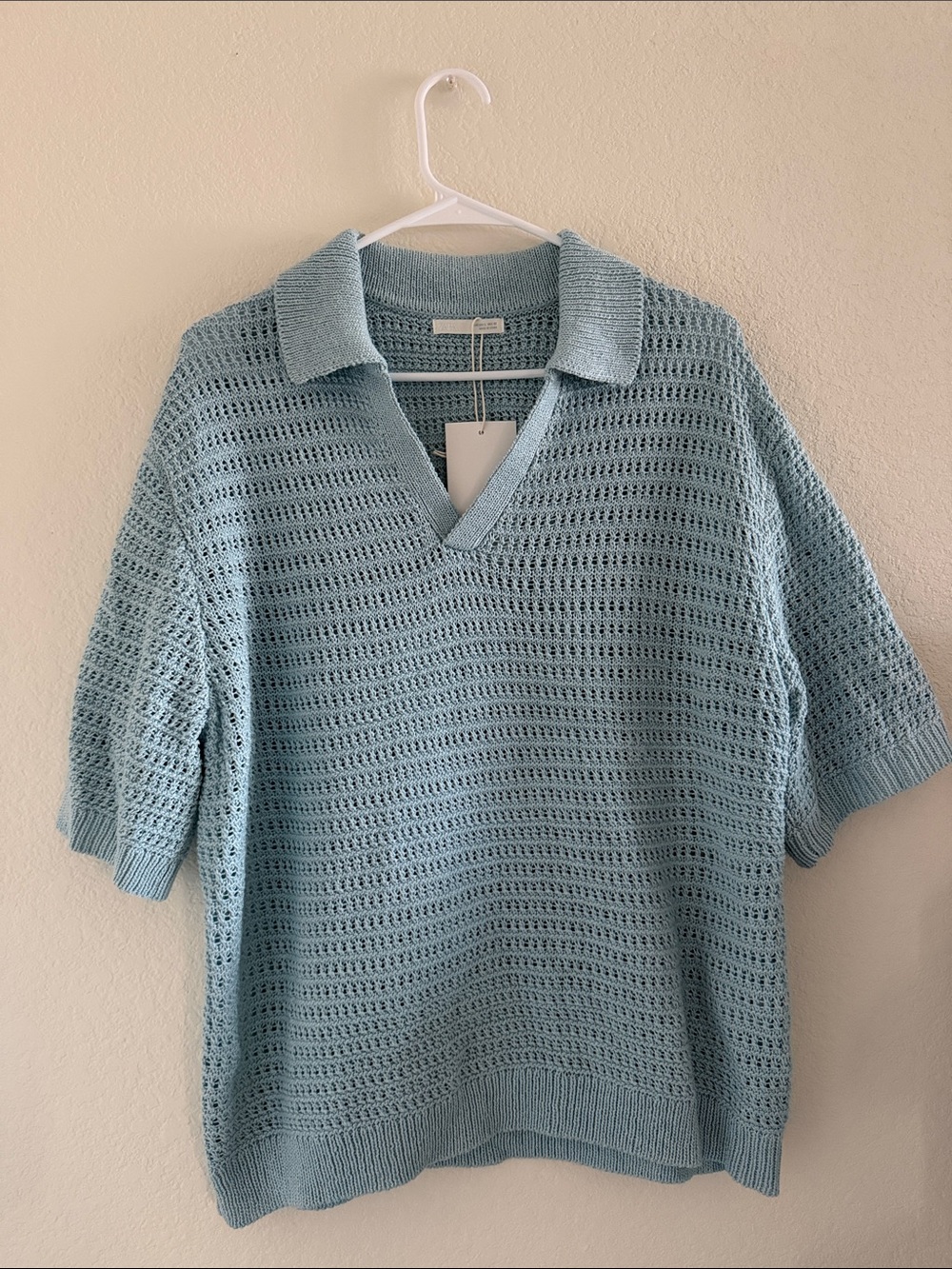ZARA Men’s Sky Blue Knit Polo